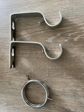 2 x Chrome Silver Curtain Pole Brackets 28mm Strong Metal Pole Supports