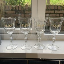 4 Lg Beautiful Arcoroc Octime Wine Glasses With Pink Bow Detail. VGC. Free Uk📦