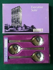 Vintage VINERS EXECUTIVE SUITE Fruit Spoon x 6 Stainless Steel Cutlery Boxed