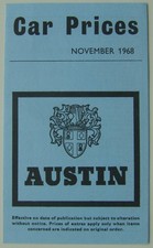 Austin Mini  1100 1300 A40 A60 1800 3 Litre Sprite Price List 1968