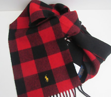Brand New POLO RALPH LAUREN  Red Black Buffalo Check Plaid Reversible Wool Scarf
