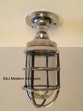 Silver Industrial Ceiling Light Vintage Antique Pendant Cage Ship Lamp Aluminium