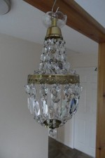 1950s Vintage Crystal Glass  French Empire Chandelier Ceiling Light