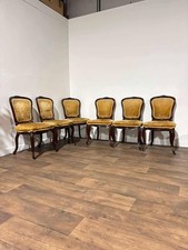 Vintage Set Of Six French Mahogany Framed Dining Chairs