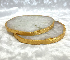 White Gold Electroplated Agate