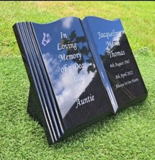 Personalised Granite Slanted Open Book Bible Memorial Grave Cemetery Stone