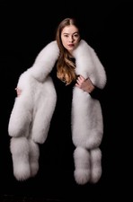 Genuine Arctic Shadow Fox Fur Handmade Massive 78" Boa Stole Scarf + Tails