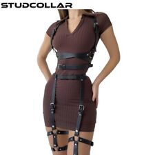 STUDCOLLAR - Leather Body Harness Straps Bondage Belt Bodysuit Lingerie BDSM
