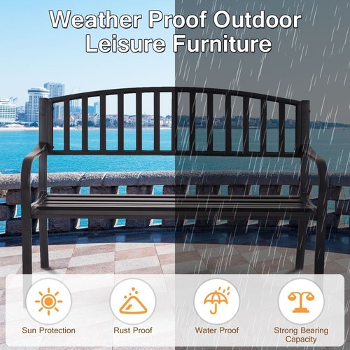 Metal park bench black - park, 50"