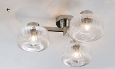 Next Lexington Chrome/polished Nickel 3 Light Flush Fitting Ceiling Light
