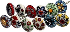 Indian Vintage Hand Painted Ceramic Drawer Knobs Wardrobe Kitchen Set Lots