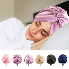 Silk Turban Bonnets For Women Twisted Sleeping Night Cap Pure Silk Hair Wrap Cap