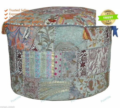 Indian floral pouf - indian, ottoman