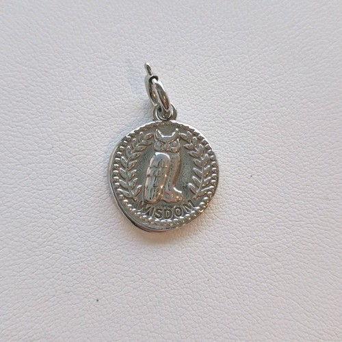 Wisdom owl coin pendant - , in