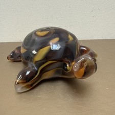 Amber Brown Art Glass Turtle