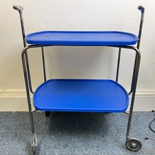 Vintage David Mellor 'Transit' Folding Trolley Table Blue for Magis