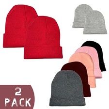 2 Pack Beanie Hat for Teenagers Winter Hats Knitted boys girls Unisex beanies