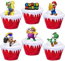 Super Mario Stand Up Cup Cake Toppers Edible Party Decorations