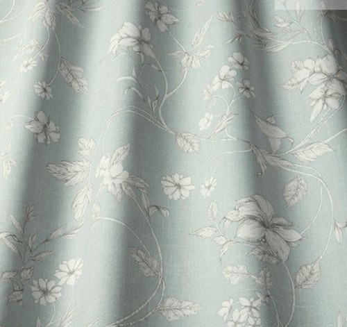 Duck egg floral curtain fabric - egg,
