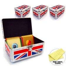 Gorilla 7" Singles Vinyl Record Box Storage Carry Case Holds 200 (Union Jack) x4