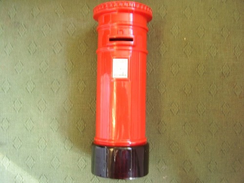 Red post box souvenir piggy - red,