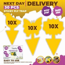 30 Pcs Yellow Fly Sticky Insect Catcher Plants Paper Aphids Glue Bug Trap Killer