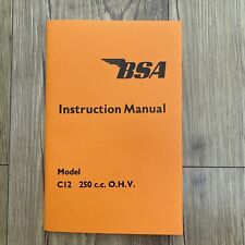 BSA Instruction manual C12 250cc classic motorcycle manual