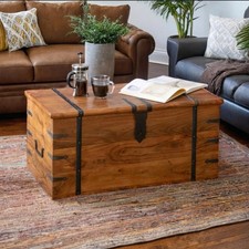 Balic Solid Wood Trunk Coffee Table with Storage 40cmx40cmx90cm