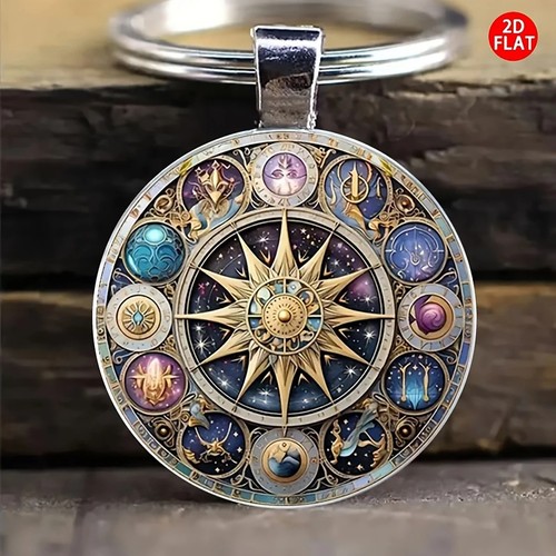 Retro celestial keychain - retro,