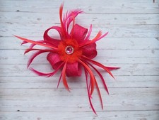 Small Mixed Colour Handmade Sinamay Feather Clip Fascinator Headpiece Wedding