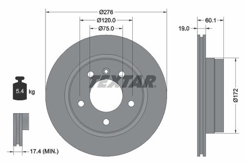Brake disc textar - disc, 92072403