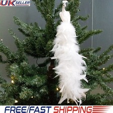Simulation White Peacock Christmas Tree Decoration Natural Feather Pendant-UK