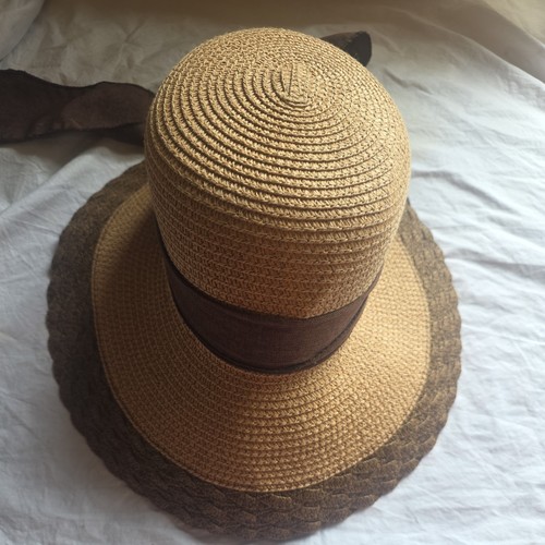 Paper straw colored bonnet sun - straw, bonnet/sun