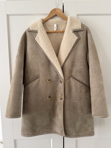 Cream beige faux shearling - beige,
