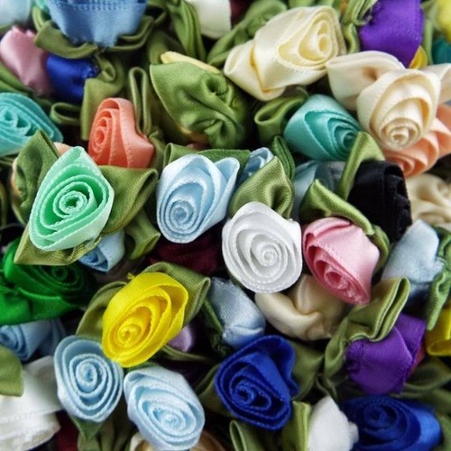 Large satin ribbon flower rose - large,
