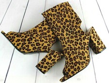 Womens Leopard Print High Block Heel Cut Out Ladies Party Evening Sandals Shoes