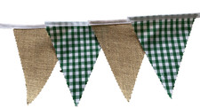 Green Gingham Hessian Fabric