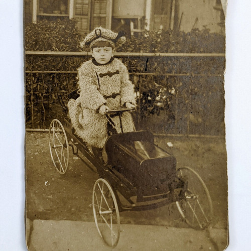 Antique photo boy pedal car - antique,