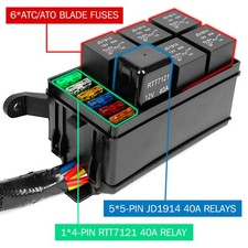 6 Way 12V Auto Waterproof Fuse Relay Holder Box Block 40A Relays with ATC Fuse