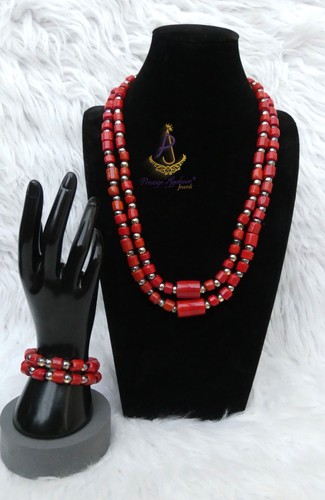 New red coral style beaded - new,