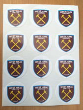 12PCS (ROUND 45MM)-WEST HAM UNITED STICKERS VANILL,WATERPROOF-NEW!!!