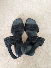 BHS Ladies Black Lace Sandals Shoes Size 6 UK