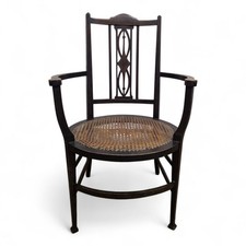 Antique Edwardian mahogany bergere armchair - bedroom chair - occasional chair