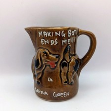 Vintage Gretna Green Making Both Ends Meet Milk Cream Jug Daschund Sausage Dog 