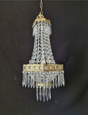 Vintage  French Empire Crystal Brass  Chandelier Ceiling Light 1 Light 