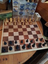 Vintage Weighted Wooden Fierce Knight Staunton Chess Set Pieces in Box -731DISPL