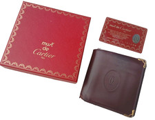 AUTHENTIC CARTIER VINTAGE  EMBOSS SQUARE LEATHER WALLET BIFOLD FOR RESTORATION 