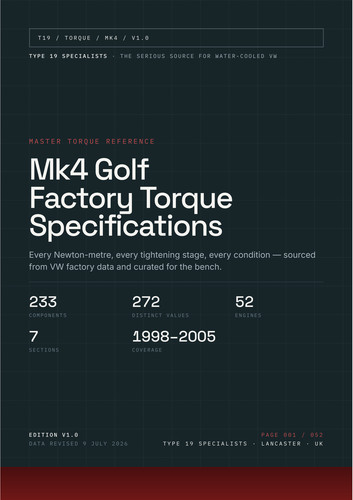 Golf mk4 torque settings - vw,