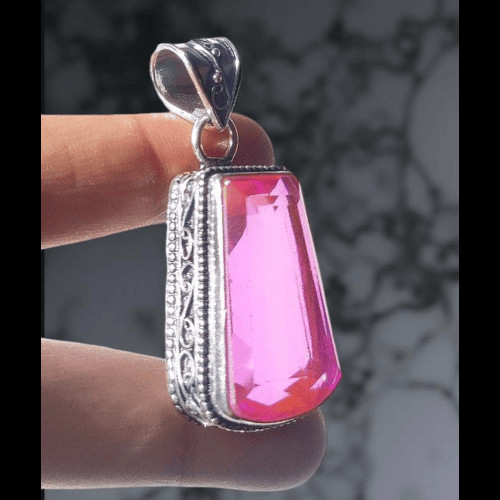 Pink tourmaline gemstone - pink, 925