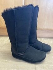 Fitflop UK 5/ EU 38 Suede / Shearling Lined Long Black Mukluk Boots Worn Once